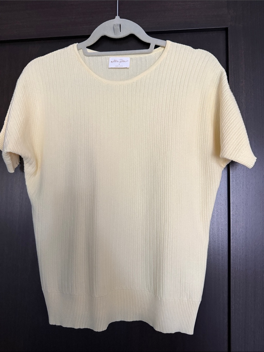 Women’s Short Sleeve Knit Top - Pale Yellow by Miss Dahlia